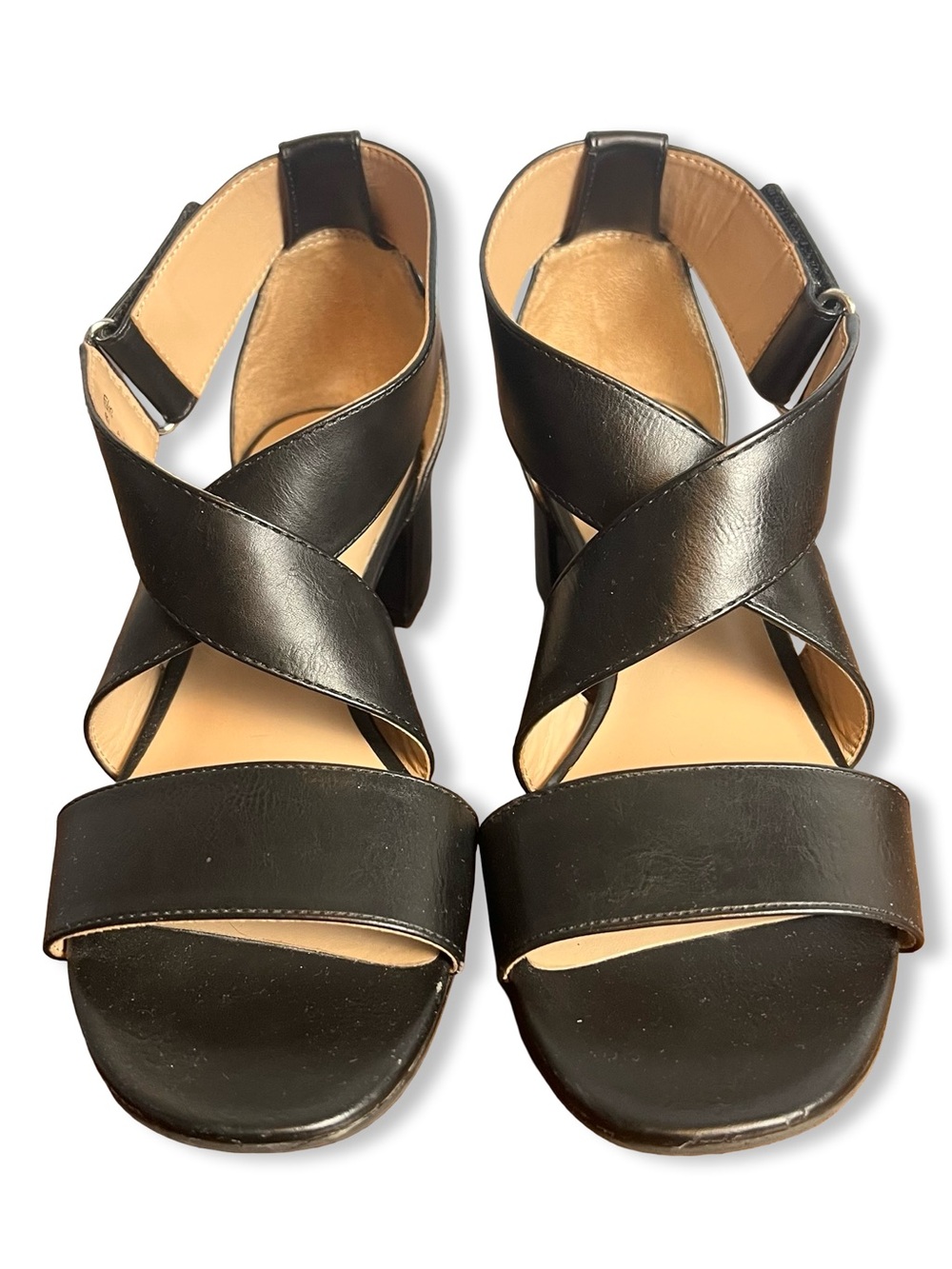 Naturalizer Women's Adele Crisscross Strap Block Heel Sandals Black NWOB Sz. 8M